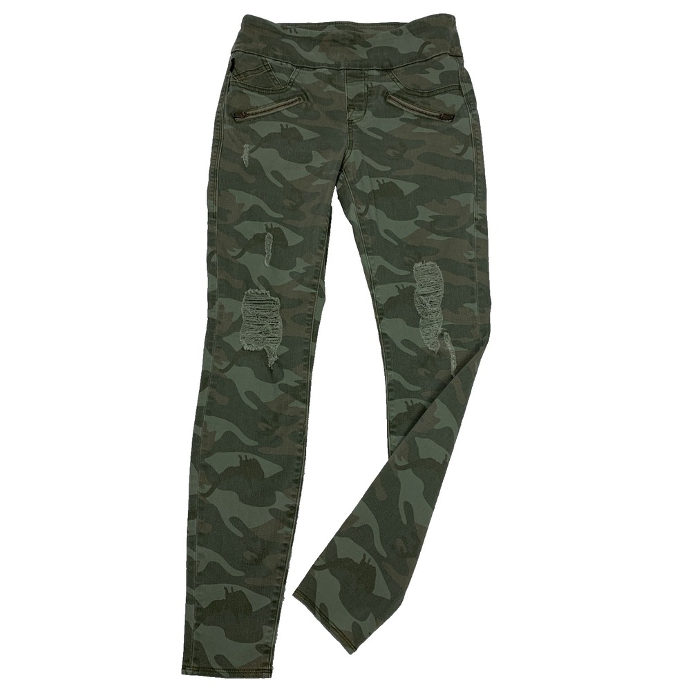 Rock & Republic Camo Skinny Jeans Womens 10L Pull On Distressed Camouflage